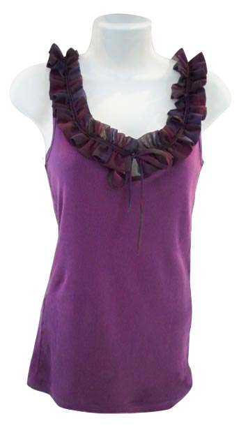 Purple Top with Ruffled Neckline